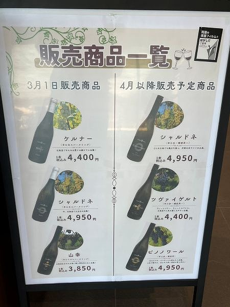 販売商品一覧の看板